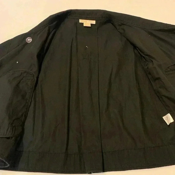 Michael Kors Women's Utility Jacket 6 Button Black Pockets Sleeve Buckle Size L - Picture 10 of 14